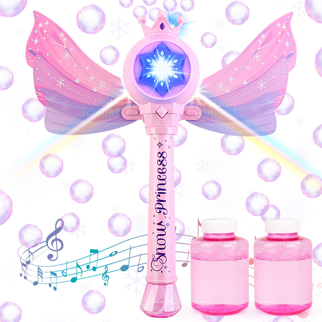 Bubble Machine for Kids Princess Bubble Wand Blower with Musical & Light Up Bubble Toys Outdoor Indoor Christmas Birthday Gift
