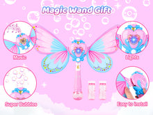 Load image into Gallery viewer, Musical Light Up Butterfly Fairy Stick Bubble Machine Toy Magic Bubble Wand Indoor Outdoor Activities Bubbles Maker Gift for Kids
