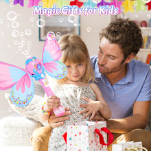 Load image into Gallery viewer, Musical Light Up Butterfly Fairy Stick Bubble Machine Toy Magic Bubble Wand Indoor Outdoor Activities Bubbles Maker Gift for Kids
