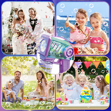 Load image into Gallery viewer, Bubble Gun for Kids Colorful LED Lights colorful bubbles Bubble Maker Outdoor Toys Bubble Gun with Bubble Solution, Bubble Blaster Toy 5000+ Bubbles Per Min Bubble Maker Outdoor Toys for Girls Party
