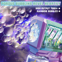 Load image into Gallery viewer, Bubble Gun for Kids Colorful LED Lights colorful bubbles Bubble Maker Outdoor Toys Bubble Gun with Bubble Solution, Bubble Blaster Toy 5000+ Bubbles Per Min Bubble Maker Outdoor Toys for Girls Party
