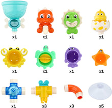 Load image into Gallery viewer, Baby Bath Dinosaur Toy Water Pipes with Waterwheel and Variety of Sea Animals Bathtime Play Toys Safe Material for Children
