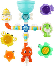 Load image into Gallery viewer, Baby Bath Dinosaur Toy Water Pipes with Waterwheel and Variety of Sea Animals Bathtime Play Toys Safe Material for Children
