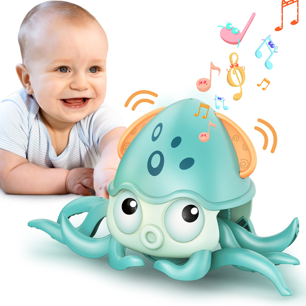Octopus Crawling Toy with Music and Light Interactive Sensory Toys  Educational Crawling Phone Octopus Toy Musical Toy Birthday Gifts-BT-O