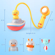 Load image into Gallery viewer, Baby Bath Time Shower Toy Set Floating Boat and Cute Animal Sprinkler Toys with Detachable Shower Head, Interactive Water Spray Features, Perfect Bathing Fun for Toddlers and Kids, Ideal Gift for Boys and Girls
