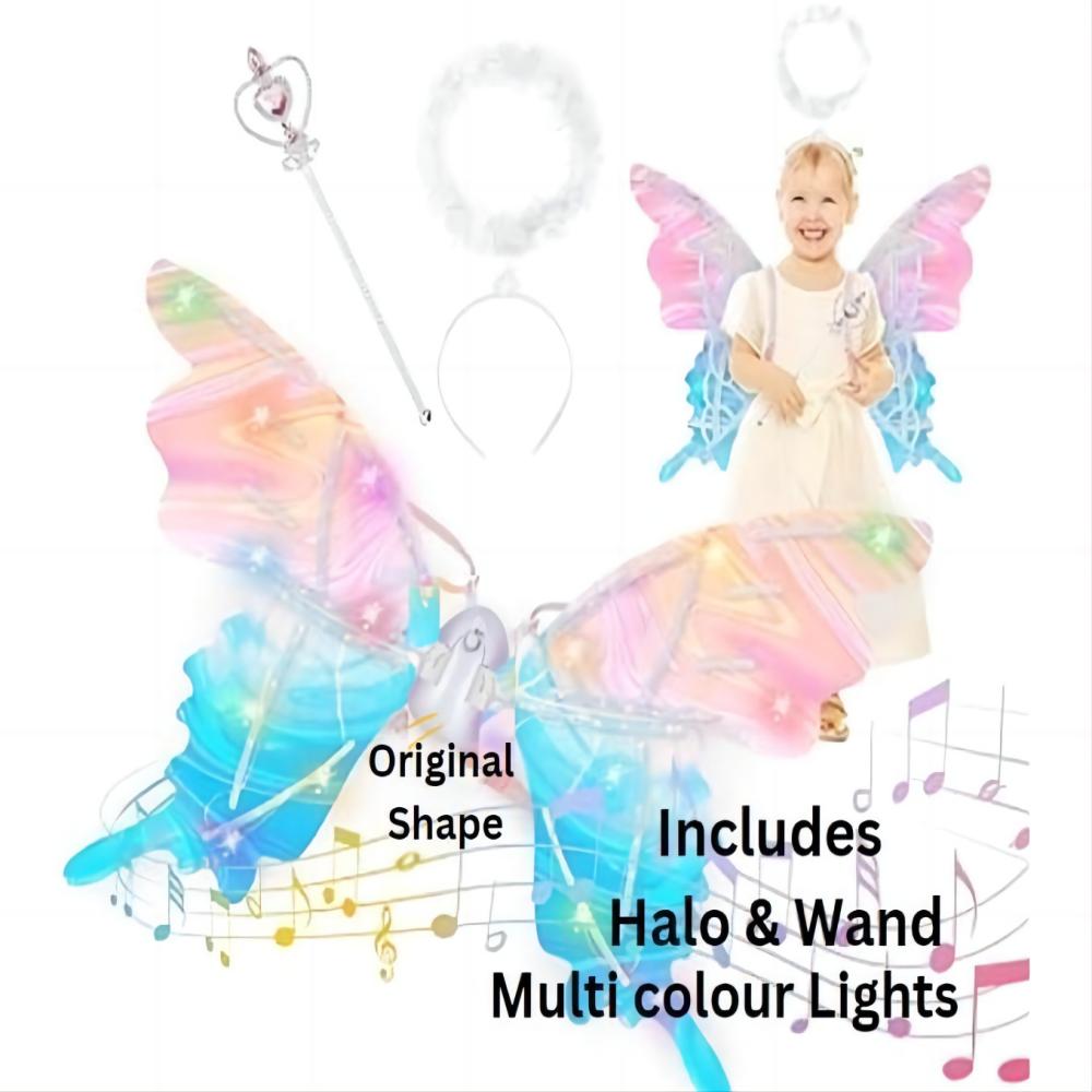 Light Up Multi colour Lights Original shape Butterfly Fairy Wings with Adjustable Straps For Children