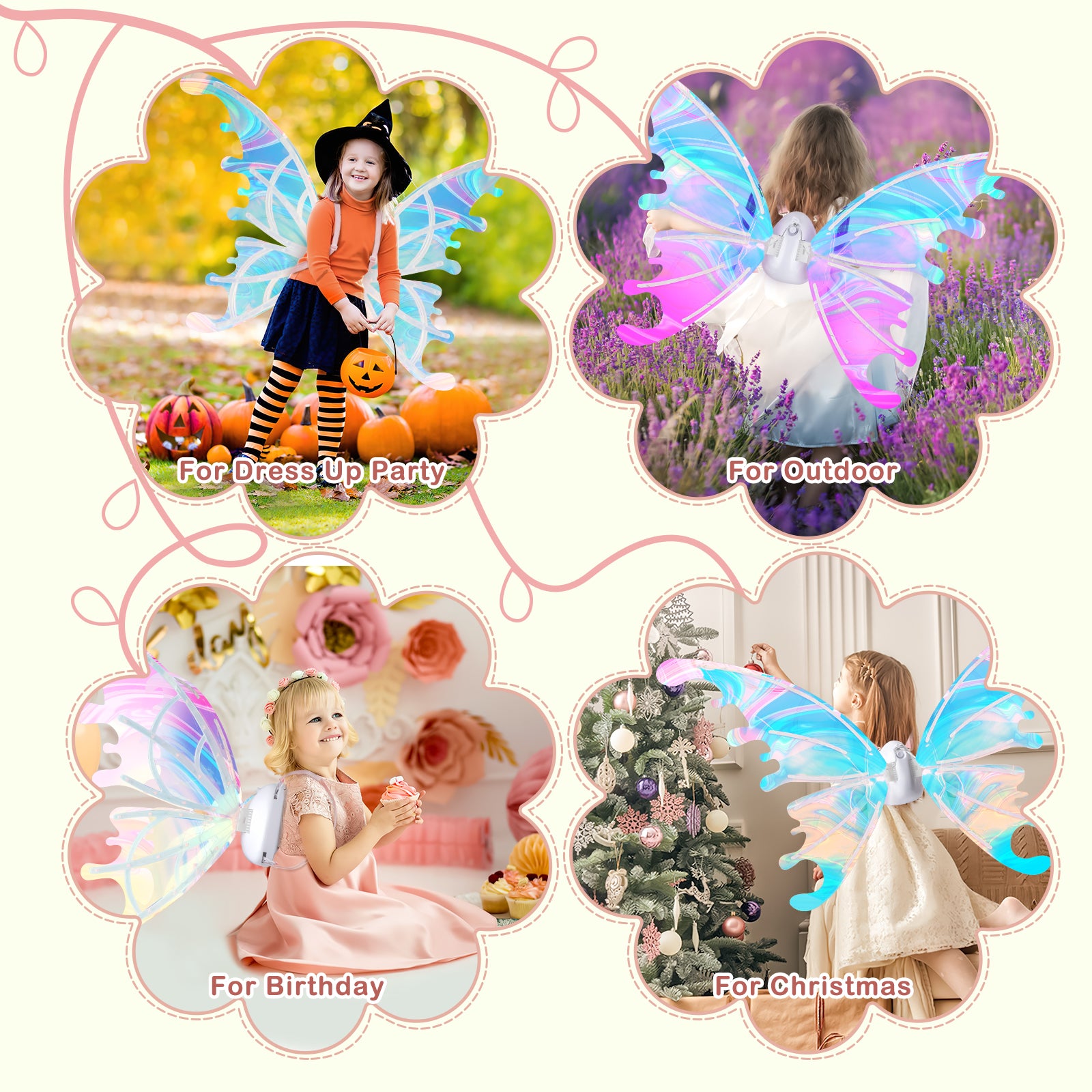 Glowing Butterfly Wings Fairy Costume Angel Wings for Girls Fun Play F –  deaotoys
