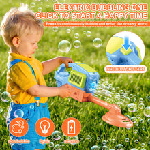 Load image into Gallery viewer, Weeder Bubble Maker Bubble Machine with LED Lights – One-Button Operation for Continuous Bubbling Fun, Perfect for Kids and Outdoor Play, Includes 2 Bottles of Bubble Solution, Easy to Use and Safe for Children
