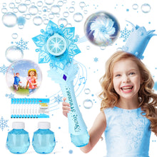 Load image into Gallery viewer, Dreamy Princess Snowflake Bubble Machine Toys Lights &amp; Music Magic Bubble Wands Gifts for Toddlers
