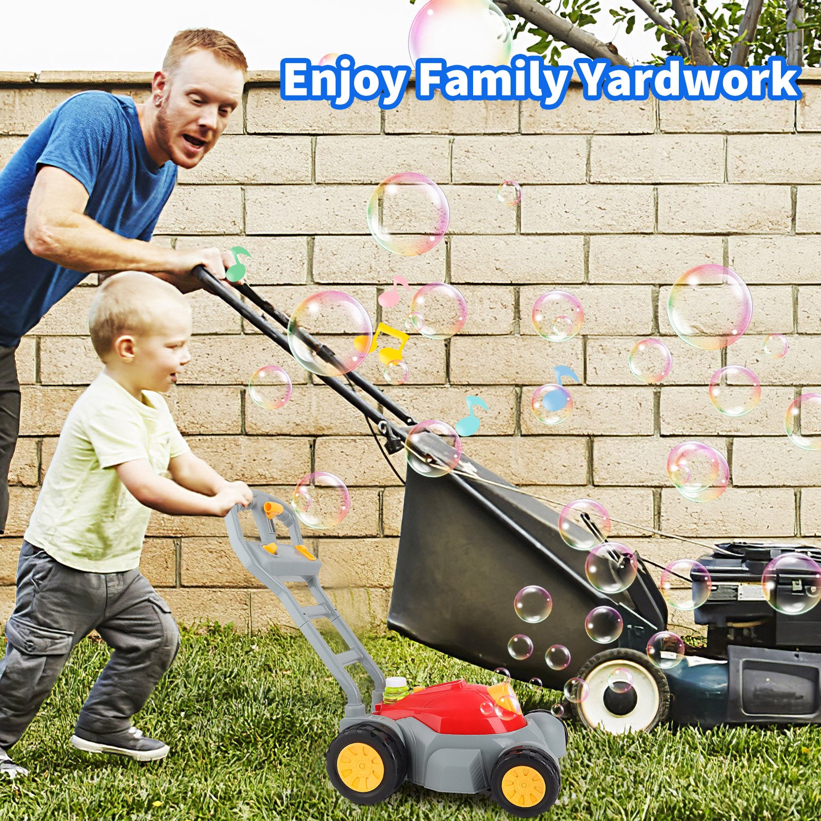 Bubble Lawn Mower Kids Automatic Bubble Blower Machine with Music
