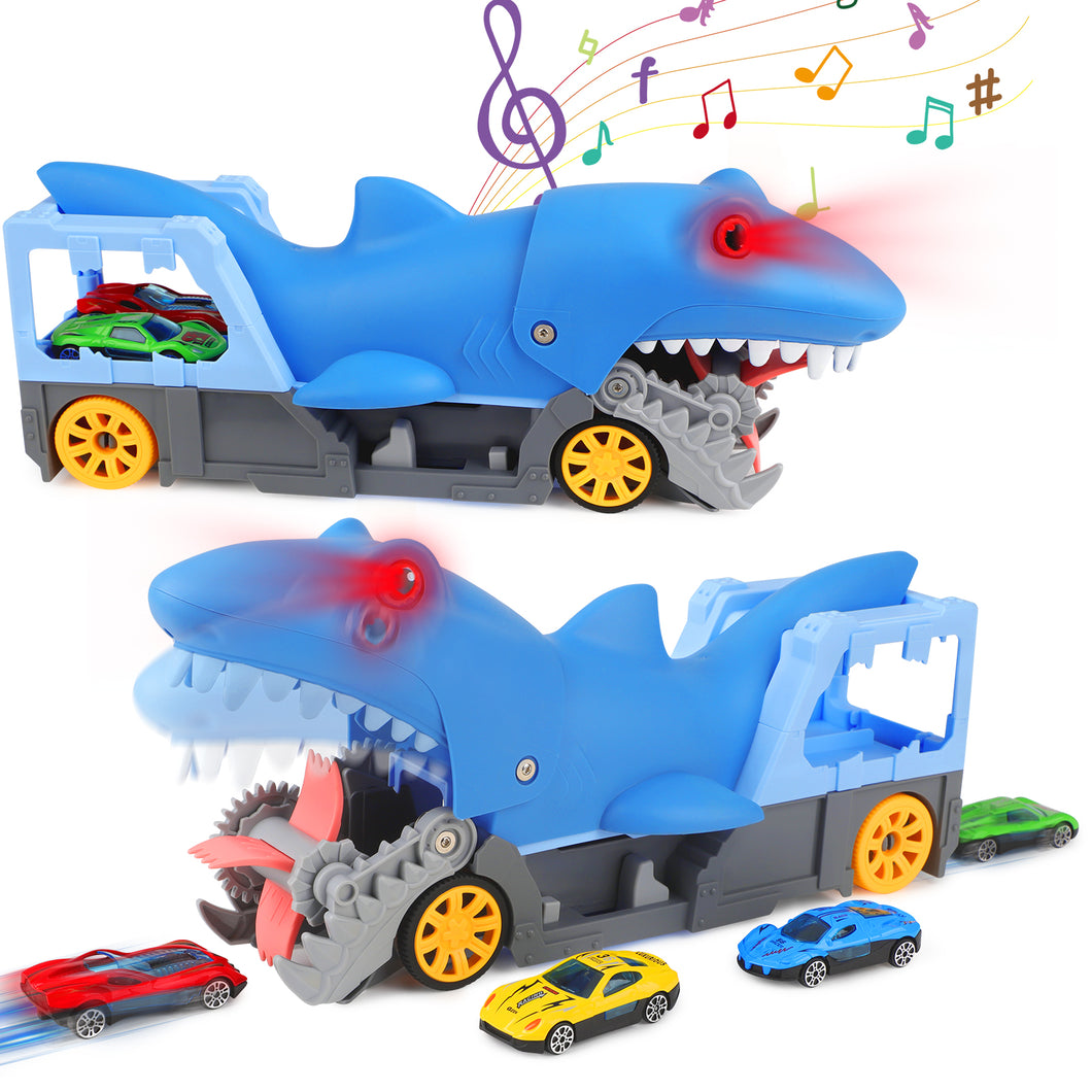 Shark Devour Transport Car Playset for kids Hot Wheels Shark Chomp vehicle Toy with 4 Scale Car  Transport and Storage Vehicles