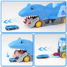 Load image into Gallery viewer, Shark Devour Transport Car Playset for kids Hot Wheels Shark Chomp vehicle Toy with 4 Scale Car  Transport and Storage Vehicles
