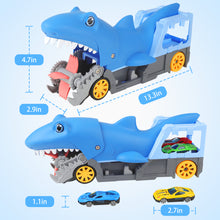 Load image into Gallery viewer, Shark Devour Transport Car Playset for kids Hot Wheels Shark Chomp vehicle Toy with 4 Scale Car  Transport and Storage Vehicles
