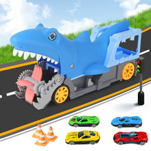 Load image into Gallery viewer, Shark Devour Transport Car Playset for kids Hot Wheels Shark Chomp vehicle Toy with 4 Scale Car  Transport and Storage Vehicles
