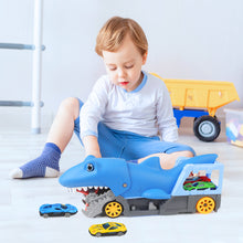 Load image into Gallery viewer, Shark Devour Transport Car Playset for kids Hot Wheels Shark Chomp vehicle Toy with 4 Scale Car  Transport and Storage Vehicles
