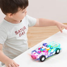 Load image into Gallery viewer, Electric Transparent Police Gear Car Toy 360° Rotating Car with Flashing Lights Siren Sounds, Automatic Obstacle Avoidance, and Visible Mechanical Gear Structure-Perfect Toy for Kids Aged 3 and Up
