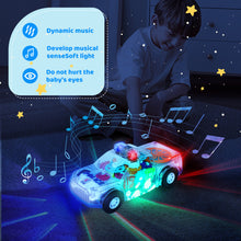 Load image into Gallery viewer, Electric Transparent Police Gear Car Toy 360° Rotating Car with Flashing Lights Siren Sounds, Automatic Obstacle Avoidance, and Visible Mechanical Gear Structure-Perfect Toy for Kids Aged 3 and Up
