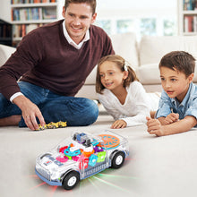 Load image into Gallery viewer, Electric Transparent Police Gear Car Toy 360° Rotating Car with Flashing Lights Siren Sounds, Automatic Obstacle Avoidance, and Visible Mechanical Gear Structure-Perfect Toy for Kids Aged 3 and Up
