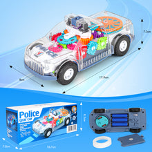 Load image into Gallery viewer, Electric Transparent Police Gear Car Toy 360° Rotating Car with Flashing Lights Siren Sounds, Automatic Obstacle Avoidance, and Visible Mechanical Gear Structure-Perfect Toy for Kids Aged 3 and Up
