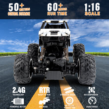 Load image into Gallery viewer, Remote Control Car Metal Die-Cast Shell RC Rock Crawler w/ 60 Mins Play Time 2.4Ghz 4WD Dual Motors Off Road All Terrain Monster Truck Toy-CAR-W
