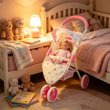 Load image into Gallery viewer, Baby Doll Pram, Baby Doll Pushchair with Retractable Hood, Role Play Toy Baby Dolls Stroller, Suitable for Dolls and Plush Toys up to 42cm, Gift for Kids Ages 3+
