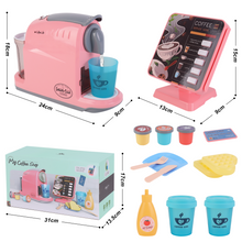 Load image into Gallery viewer, Coffee Shop Set with Coffee Maker Toy Menus Cash Register Toy Play Food Gift for Toddlers Boys Girls Aged 3+
