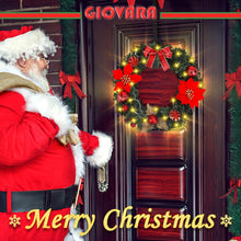 Load image into Gallery viewer, Christmas Wreath New Year Wreath Artificial Door Wreath with 30 LED Lights and Hanger, GIOVARA Xmas Wreath for Front Door, Window, Fireplace, Pretty Outdoor Light Up Wreath for Holiday Home Decoration
