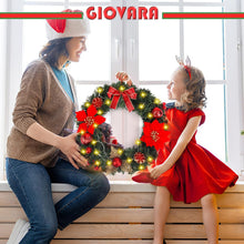 Load image into Gallery viewer, Christmas Wreath New Year Wreath Artificial Door Wreath with 30 LED Lights and Hanger, GIOVARA Xmas Wreath for Front Door, Window, Fireplace, Pretty Outdoor Light Up Wreath for Holiday Home Decoration
