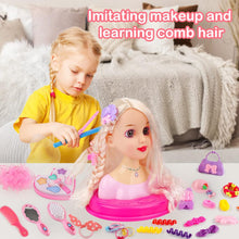 Load image into Gallery viewer, Kids Hairdressing Makeup Doll Head Makeup Doll Styling Head Toy with Hair Styling Accessories Head Doll Styling Great Gift for Girls-DD-PB
