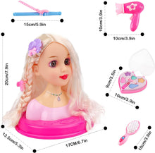 Load image into Gallery viewer, Kids Hairdressing Makeup Doll Head Makeup Doll Styling Head Toy with Hair Styling Accessories Head Doll Styling Great Gift for Girls-DD-PB
