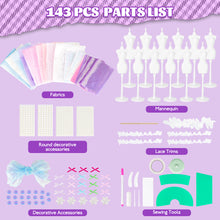 Load image into Gallery viewer, 143Pcs DIY Princess Fashion Designer Craft Toy Kit Doll Clothes Materials Play Kit Gift for Kids
