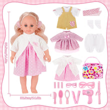 Load image into Gallery viewer, 15 PCS Baby Doll Set 14&quot; Baby Doll with 3 Doll Clothes with Portable Accessory Storage Bag ideal present for child  Doll Dress Up Set, Pretend Play Toys for Kids
