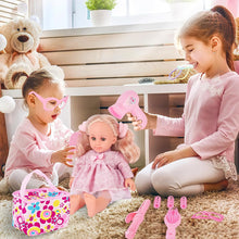 Load image into Gallery viewer, 15 PCS Baby Doll Set 14&quot; Baby Doll with 3 Doll Clothes with Portable Accessory Storage Bag ideal present for child  Doll Dress Up Set, Pretend Play Toys for Kids
