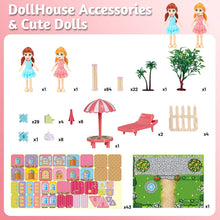 Load image into Gallery viewer, Kids Dollhouse DIY Building Block House Pretend Play Castle Dolls House Playset with Map &amp; Dolls Accessories, Princess Dream House-DH-11
