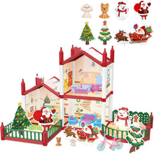 Load image into Gallery viewer, Christmas Doll House Playset, Dream House Pretend Doll House with Accessories Dolls House Garden Princess House Birthday Gifts
