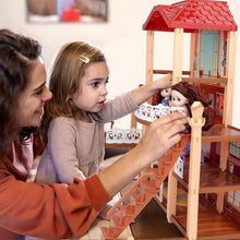 Load image into Gallery viewer, Dream Dolls House Playset for Kids 3-Story Castle Dollhouse 2 Dolls Toy Figures 14 PCs Furniture Accessories Multiple Assembly Toy Gift
