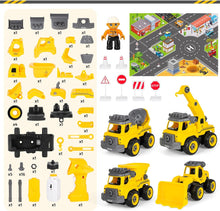 Load image into Gallery viewer, 4 Toy Cars Take Apart Construction Truck Toy with Drill and Remote Control Play Vehicle Toy Tractors Set for Toddlers
