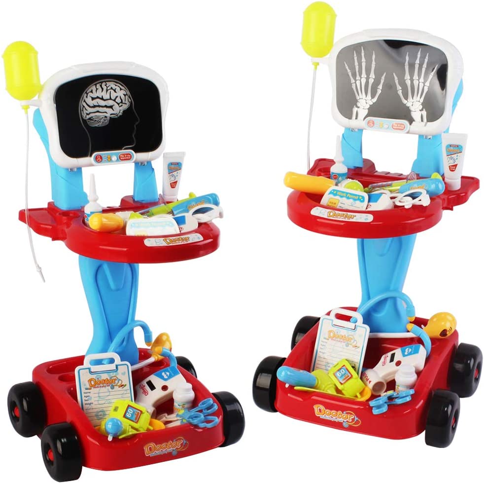 Chariot De Docteur Rose DeAO – 18 Accessoires + Costume – Jeu De Rôle Médical Pour Enfants Dès 3 Ans – Parfait Pour Garçons Et Filles
