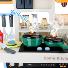 Load image into Gallery viewer, Kitchen Playset Toy with Realistic Lights &amp; Sounds,  Kids Pretend Kitchen Role Play Set with Fridge, Oven &amp; Coffee Maker，Toy Kitchen with Water Sink &amp; Ice Maker，Role Play Kitchen for Toddlers &amp; Kids
