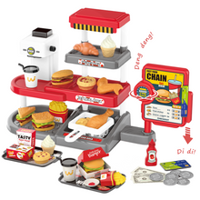 Load image into Gallery viewer, 71Pcs Kids Fast Food Playset Caterer Kitchen Toy Set with Cash Register &amp; Drink Dispenser
