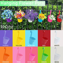 Load image into Gallery viewer, 10 Pcs Different Colours Flower Pots Large Metal Flower Pot Vase Bucket Hanging Garden Planters Desktop Storage Basket without Drainage Hole, Balcony Home Decor, Detachable Hook
