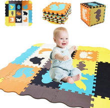 Load image into Gallery viewer, 25 Pieces EVA Foam Portable Foldable Safe Multiuse Soft Animal Play Mat with Boarders Educational Play Set
