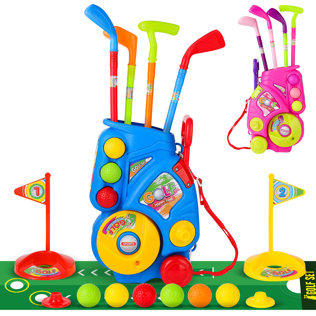 Golf Clubs Toy Set Outdoor Indoor Sports Garden Play Game Toy for Toddlers 3 4 5 Years Old
