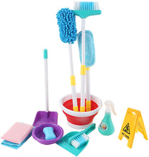 Load image into Gallery viewer, Household Cleaning Play Set with Broom, Bucket, Soap, Bin, Wet Floor Sign, Dustpan, Brush and Much More Included ¨C Great Fun for Kids
