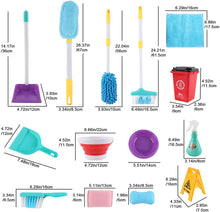Load image into Gallery viewer, Household Cleaning Play Set with Broom, Bucket, Soap, Bin, Wet Floor Sign, Dustpan, Brush and Much More Included ¨C Great Fun for Kids
