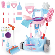 Load image into Gallery viewer, 14 PCS Kids Housekeeping Cleaning Pretend Play Set House Cleaning Tools Toys Kids Broom and Mop Set for Ages 3+
