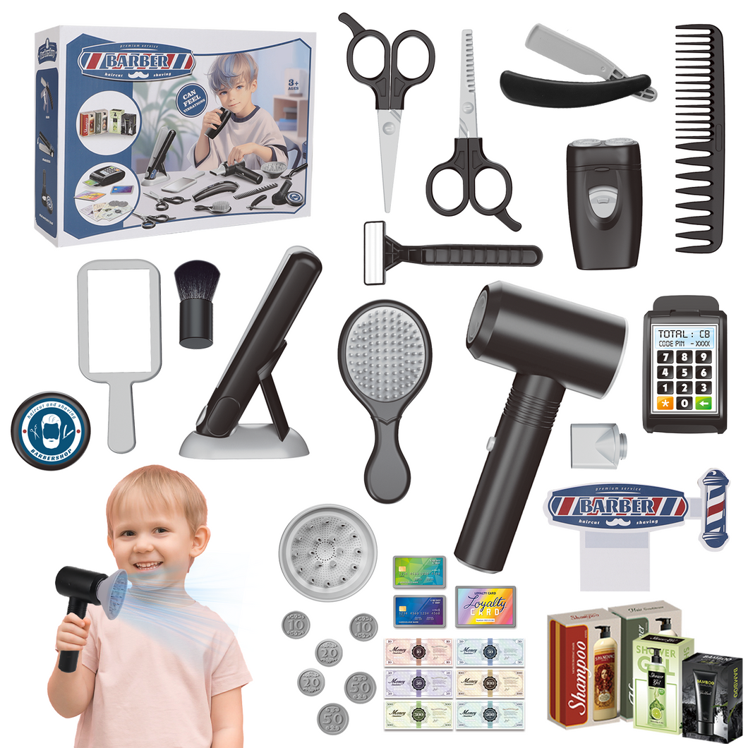 37 PCS Stylist Hairdresser Hairdresser Role Play Set Hairdressing Set with Hair Dryer Electric Hair Clippers Razors Accessories Toys for Kids