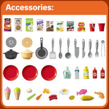 Load image into Gallery viewer, Kids Kitchen Playset with Sound Lights Steam Boil Effects Pretend Play Kids Kitchen Set Role Play Toys Gift with Kitchen Accessories-K32
