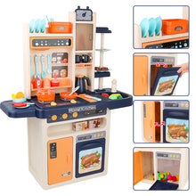 Load image into Gallery viewer, Kids Kitchen Role Play Pretend Playset Toy with Realistic Lights &amp; Sounds Kitchen Set with Simulation of Spray Kitchen Accessories Gift-K38-B
