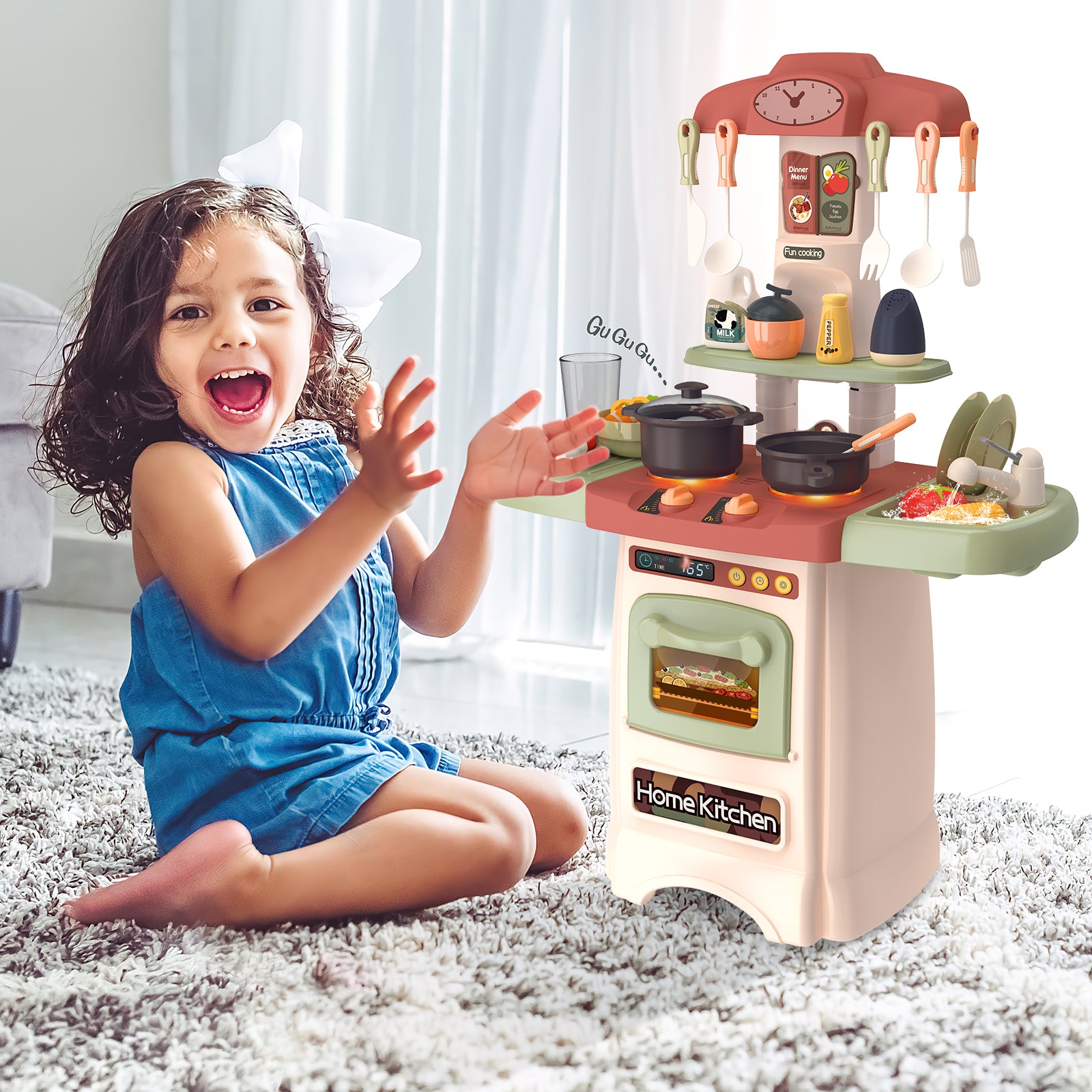 My First Kitchen Set Kitchen Playset Role Playing Game with Light and deaotoys